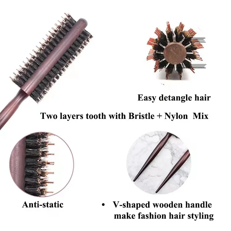 Wholesale Extra Long Comb Boar Bristle Hair Brush Round Hair Brushes Hair Texture Detangling Brush straightener