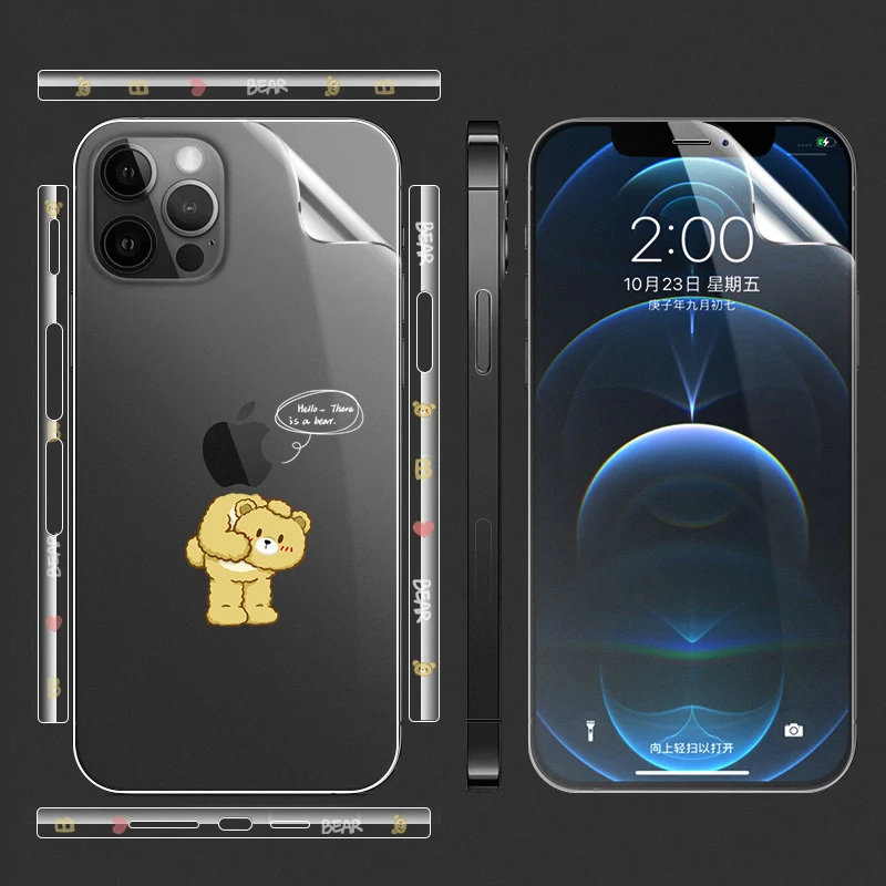 For iPhone 12 ProMax Skin Carbon Fiber 3M Film Skin Wrap Protective Around Borders and Back Thin 3D Elegant Skin