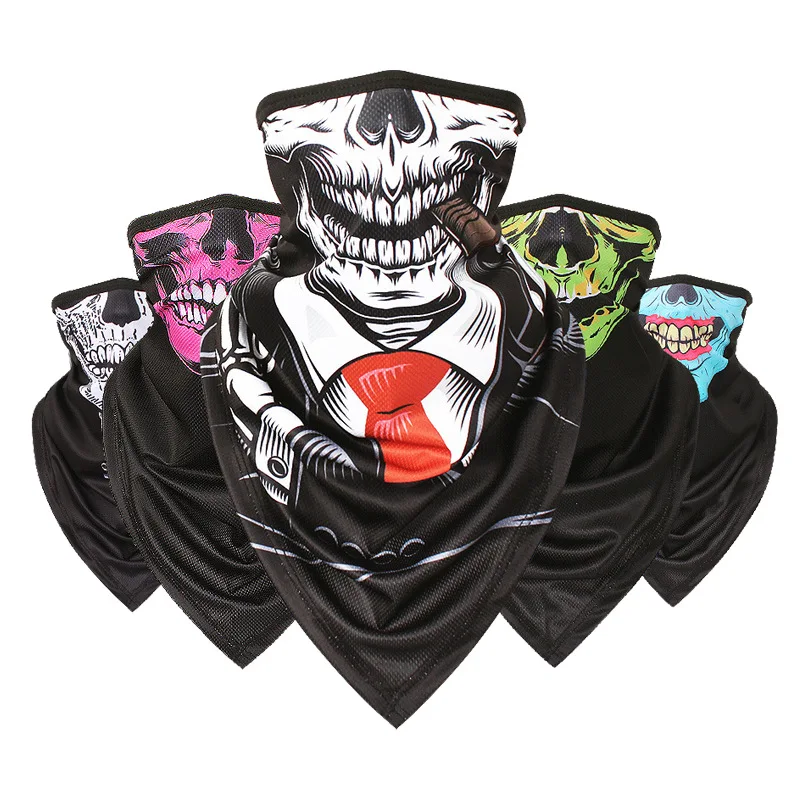 Zandy OEM wholesale Halloween ghost print turban hip-hop  pure cotton dress up turban mask skull square scarf headscarf