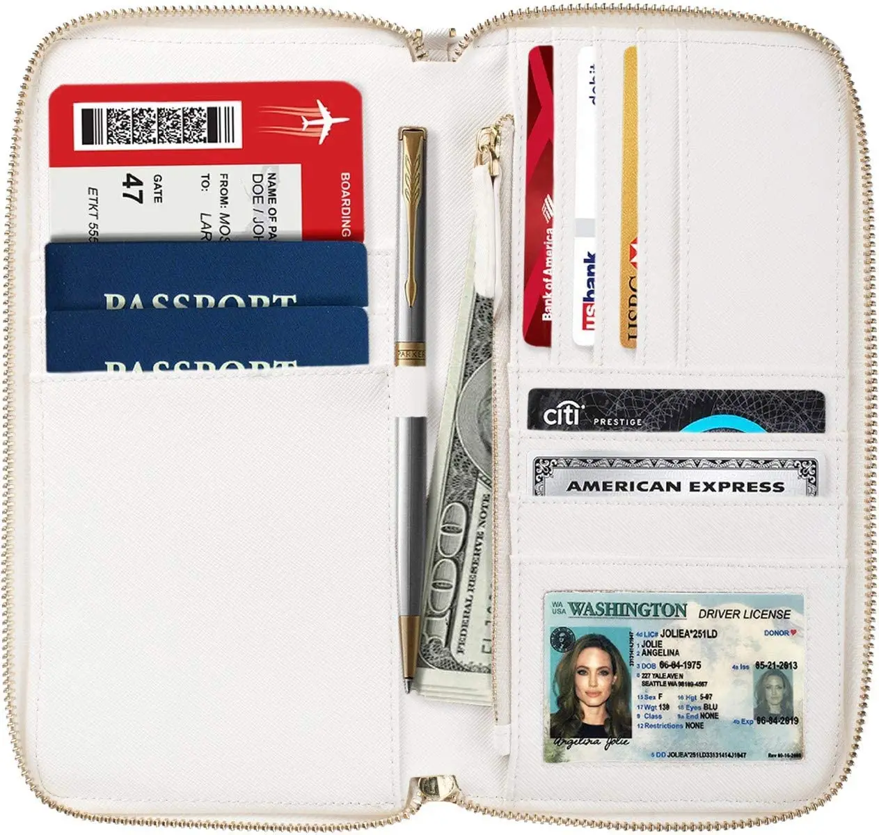 Travel Document Organizer - RFID Passport Wallet Case Family Holder Id Wristlet