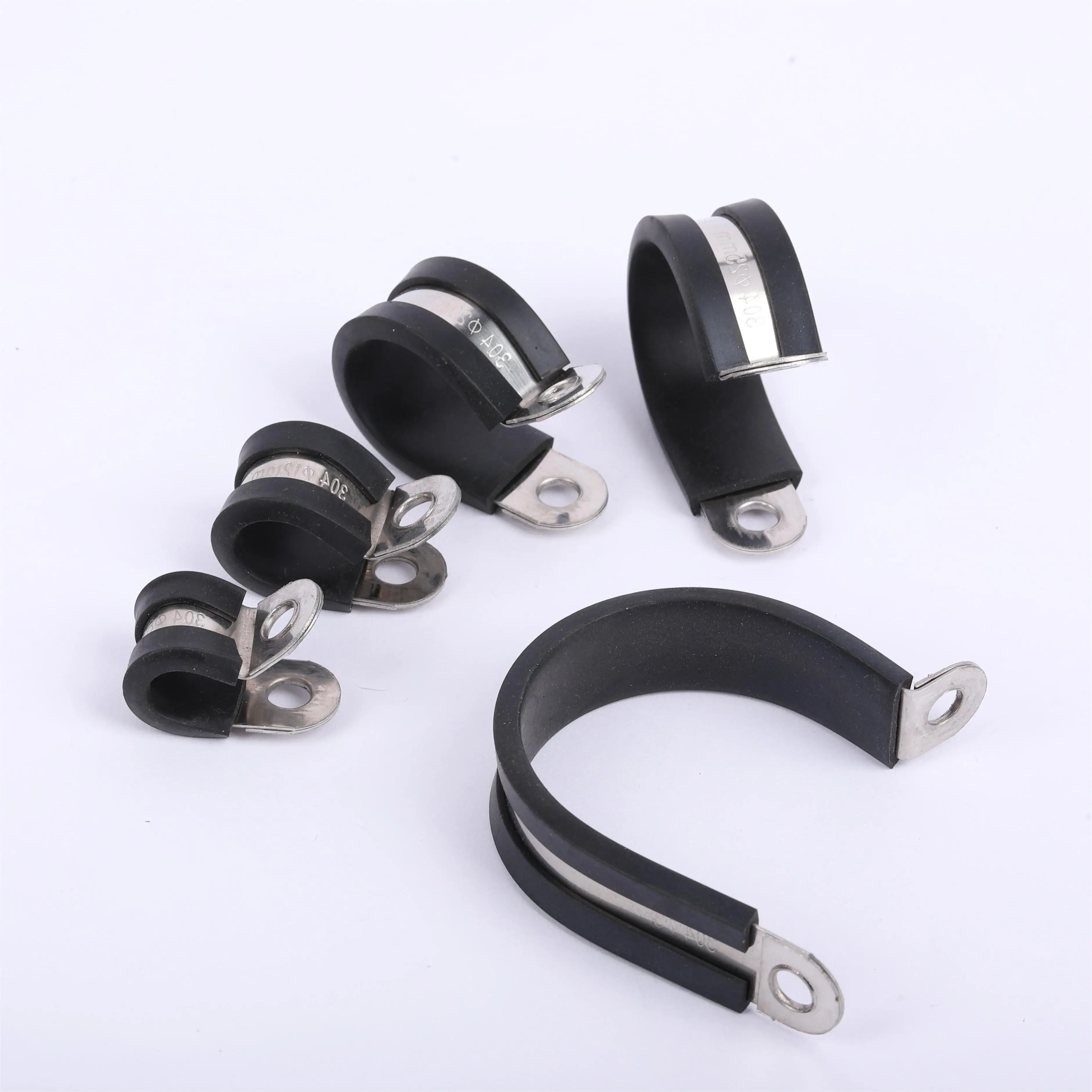 Stainless Steel INOX 304 Rubber Lined P Clips Rubber Pipe Clamps Durable R Types Hose Clamps quick locking pipe clamp