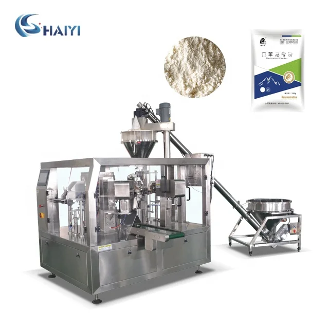 Automatic rotary medicine powder premade bag pack wheat flour powder filling packing machine