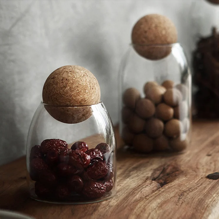 
High borosilicate glass hande made spice containers spice jar with crok lid 