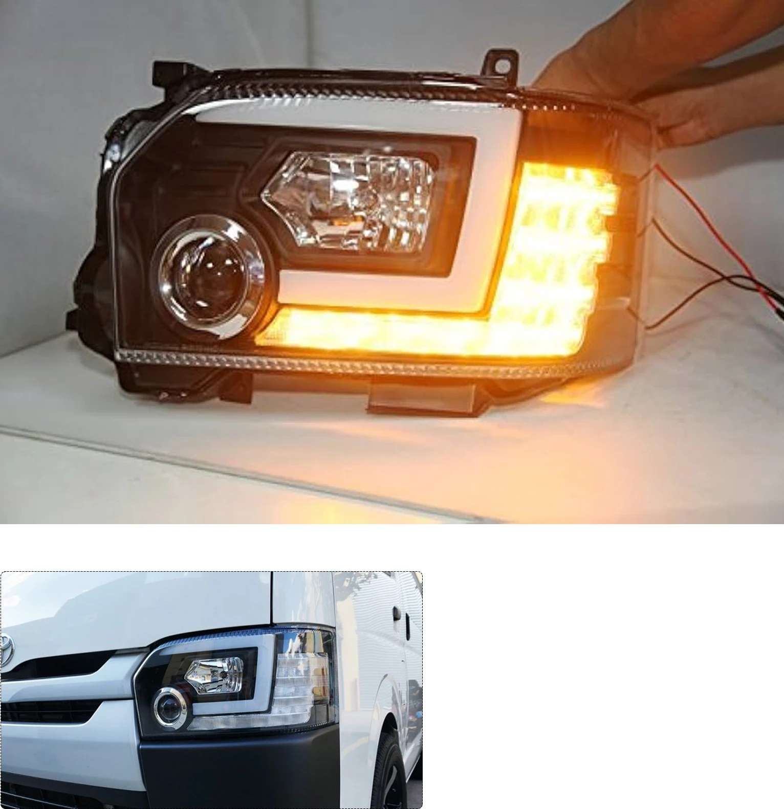 Фары для Toyota Hiace 2005-2018 светодиодные фары Динамическая сборка указателя поворота Авто Передние аксессуары