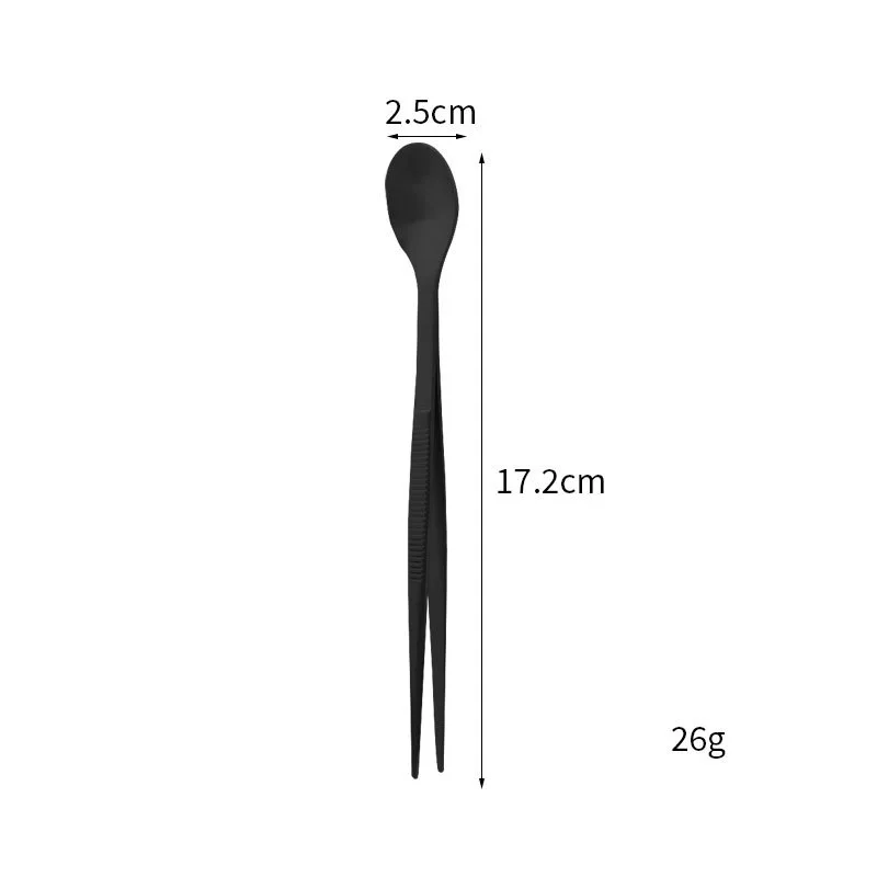 New arrival stainless steel Tasting spoon twezers 2 in 1 chef test spoon color plating kitchen tweezers for food