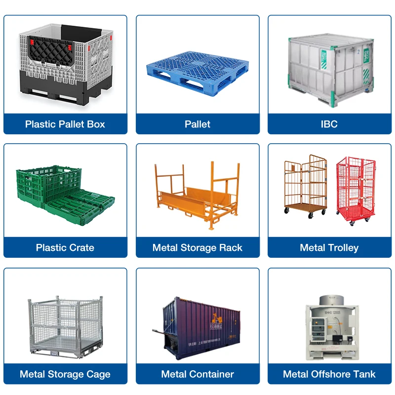 ISO Stackable Plastic Folding Pallet Vented Tubs Collapsible Storage Mesh Mega Bin for Fruits and Vegetables