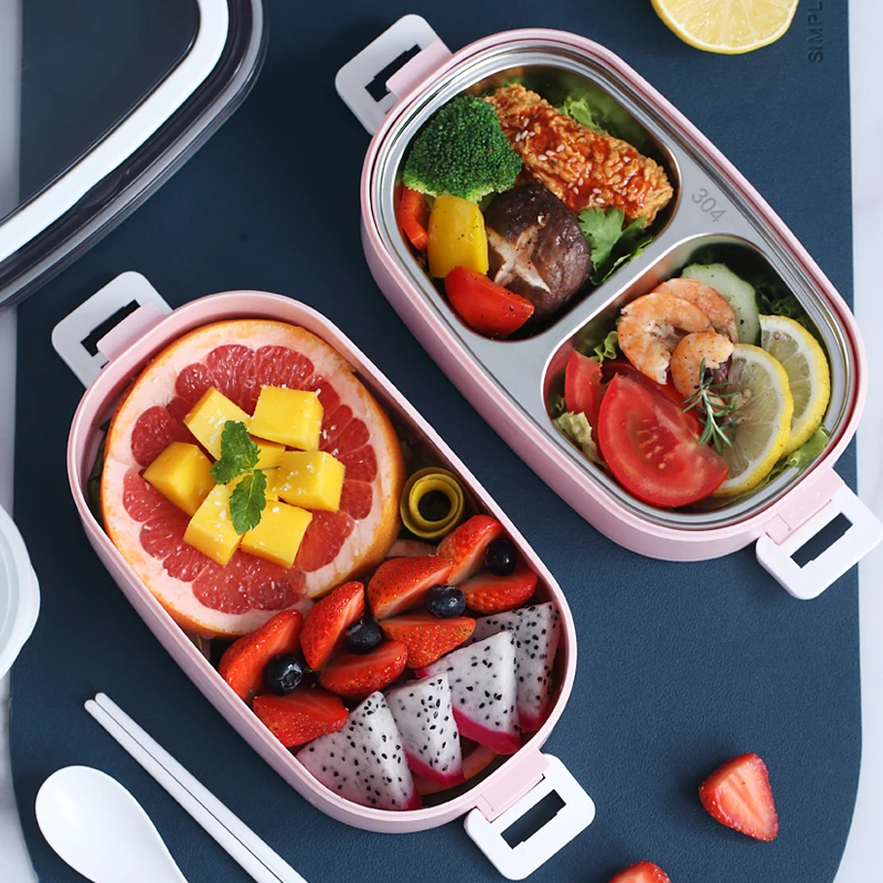 Custom Lunch Box Dressed Up In Separate Compartments Bento Box Kids Food Grade Material Stainless Steel Lunch Containers