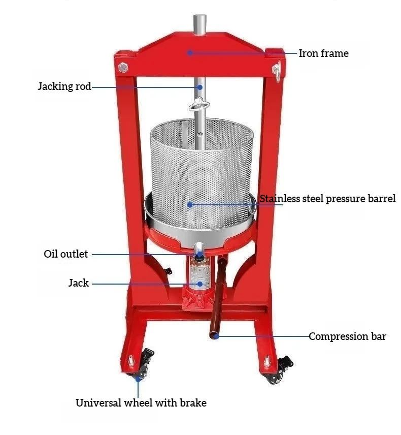 Stainless steel manual press tea honey wine lees vanilla fruit and vegetable coffee grounds juicer