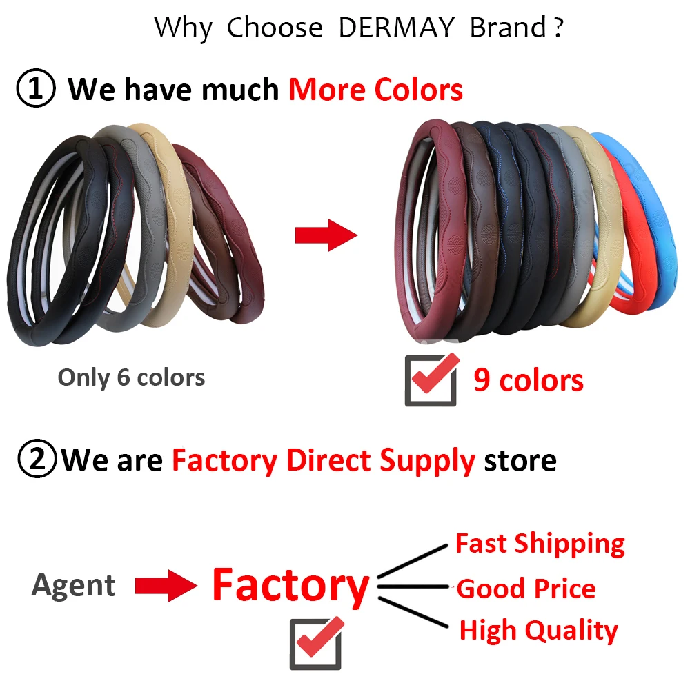 High Quality Environmental Pvc Leather Universal Car Steering Wheel Cover Universal Volant Braid on the Steering-wheel Fashion