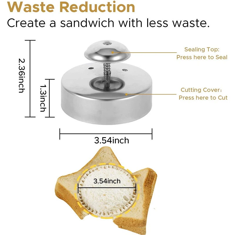 Stainless Steel Sandwich Sealer Cutter Uncrustables Peanut Butter and Jelly Sandwiches Tool Cutter Sandwich Maker