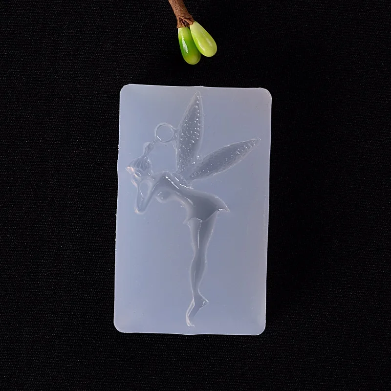 New DIY Fairy Angel Wing Girl Pendant Mirror Crystal Epoxy Mold Beauty Girl Little Wing Pendant Silicone Mold