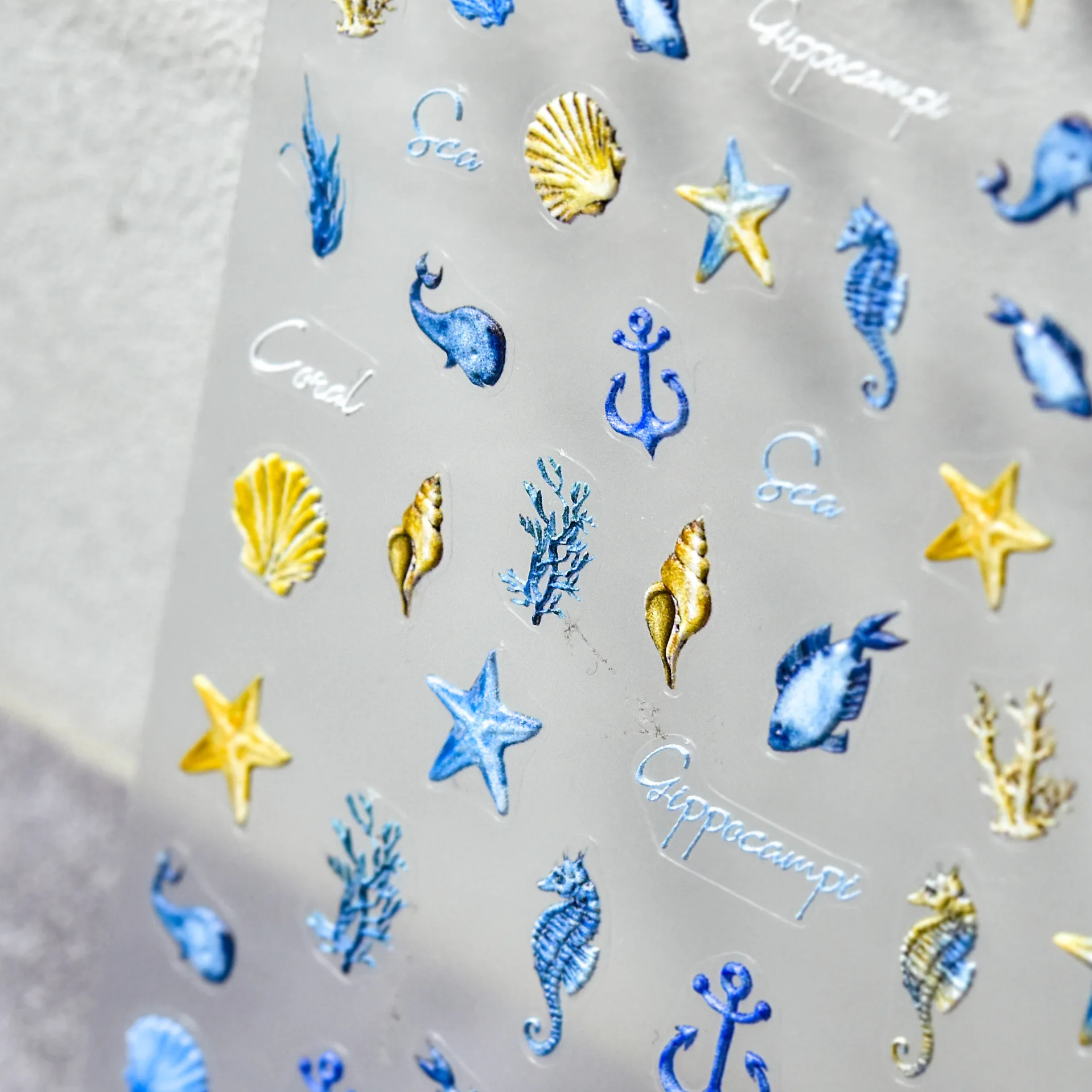 Sea Shell 5D Nail Sticker Beach Embossed Marine Animal Self-Adhesive Nail Art Sticker Decal Ocean Summer Shell Nail Slider