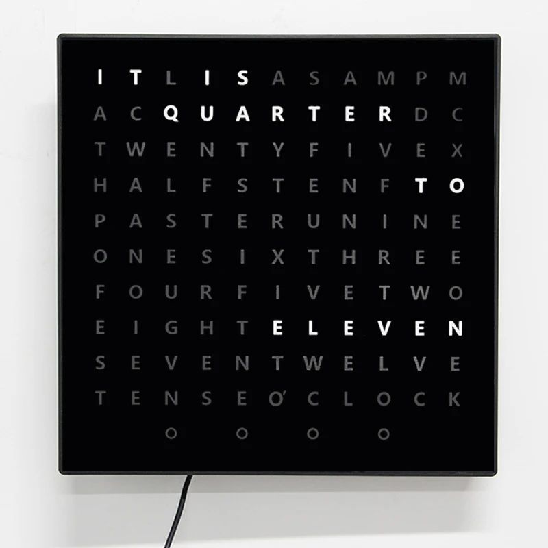 CHEETIE CP37 Home Decor Decorative Wall Clock 5V Tell Time with Words French German English 28*28*3CM