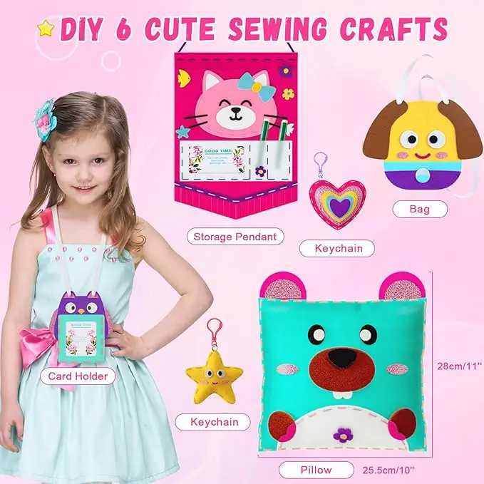 Bemay Toy Feld DIY Sewing Kit for Kids 7pcs Lovely Felt Craft Educational Toys