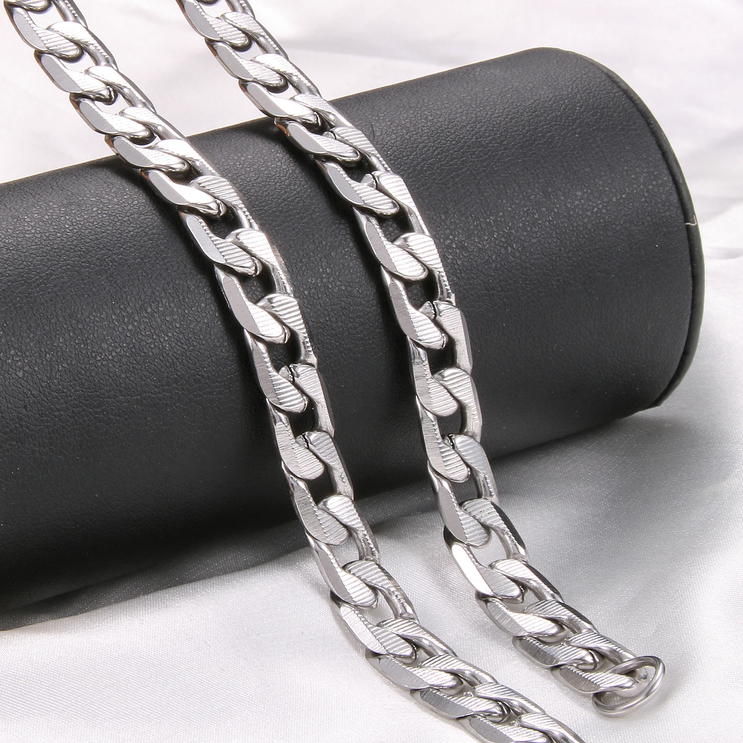 Горячая распродажа Новое поступление серебряное Фигаро из нержавеющей стали звено цепи ожерелье мужские ювелирные изделия ожерелье