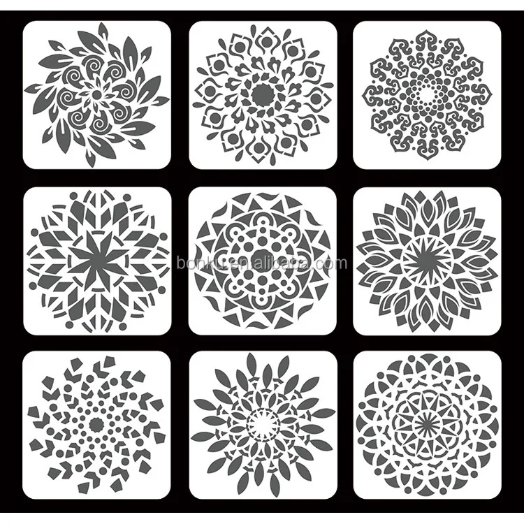12 X 12 inch tile stencil perfect for patios and concrete,tile and wallpaper