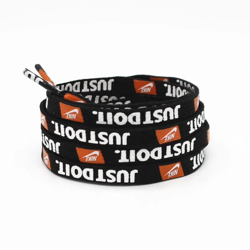 Yrunfeety Flat OEM Shoe Lace 100-180CM Custom Logo Printed Shoe Laces for NK Shoe Laces 8MM Sneaker Shoestrings