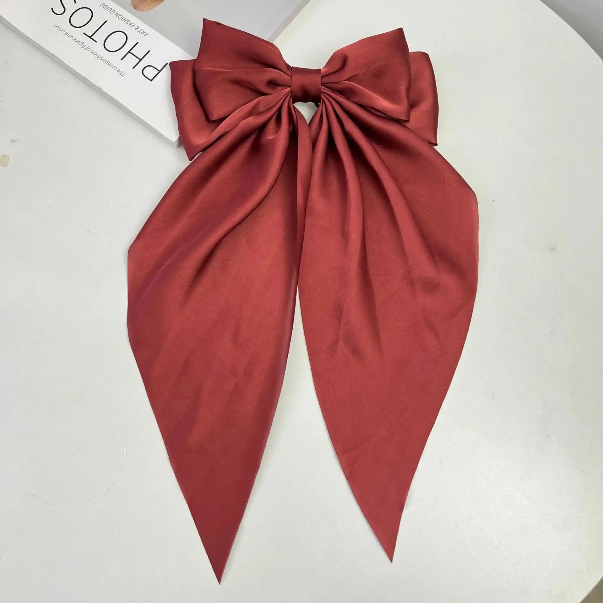 Wholesale lady fashion bow satin ribbon hairpins for women spring clips hair accessory vintage france elegant headwear