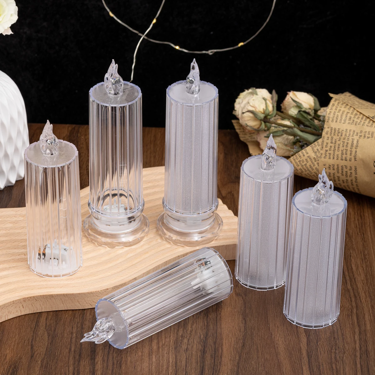 LED transparent simulation candle light creative night light bedroom bedside light atmosphere creative gift desktop ornaments