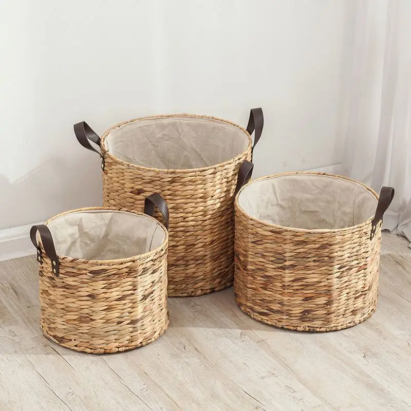 Set of 3 new products foldable woven seagrass belly plant decorative storage baskets for sales