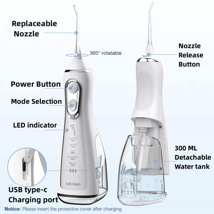 Waterflosser Rechargeable Dental Teeth Cleaner Cordless Waterflosser Dental irrigator Water Dental Flosser Water Flosser