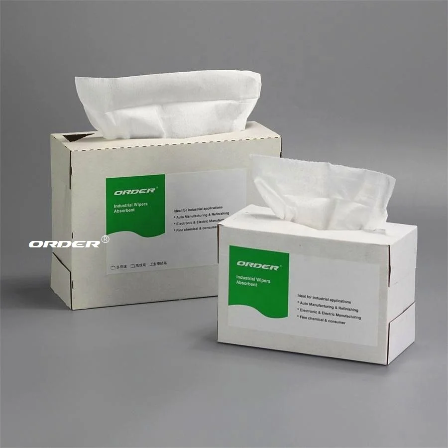 White Pop-up box nonwoven Spunlaced Fibers pet light-Duty All-Purpose cleaning wipers
