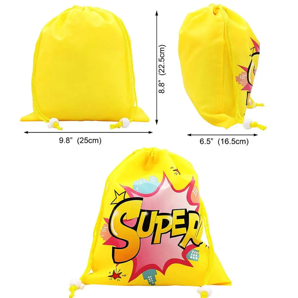 Eco-friendly Promotion Polyester Sublimation Recycled Superhero Party Shopping Favors Drawstring Bags