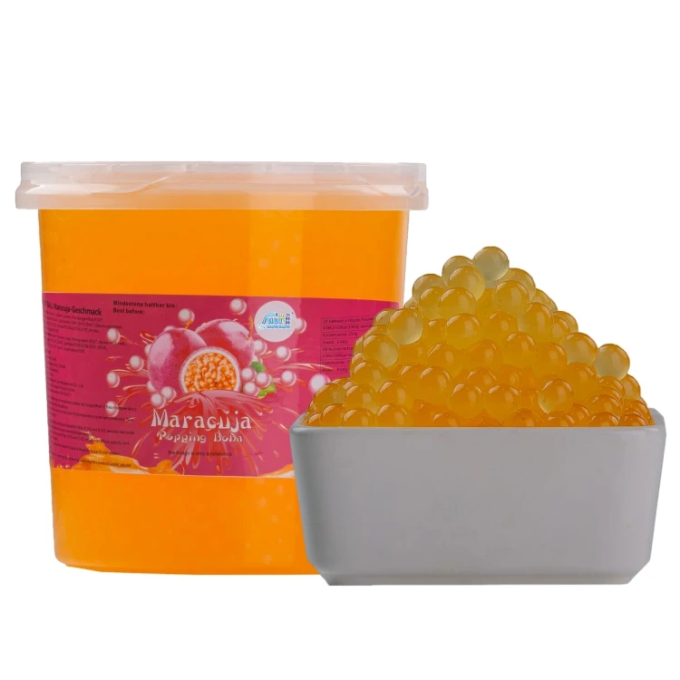 Factory price passion fruit flavor 3kg yellow color sweet taste pearls popping boba for natural fruit juice