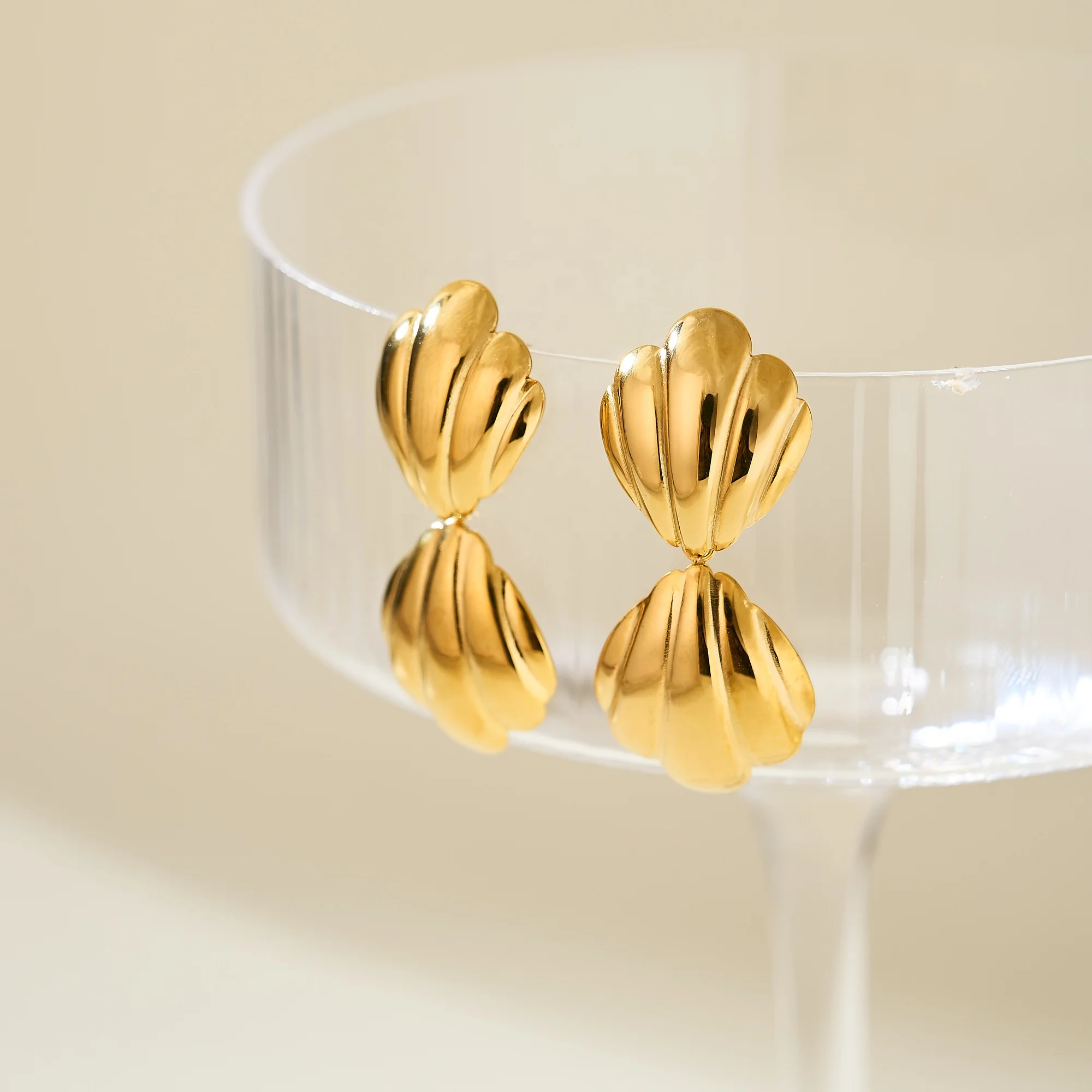 2024 Dazan New 18k Gold Plated Hypoallergenic Stainless Steel Vintage Shell Fashionable Dress Show Stud Earrings Fancy Jewelry