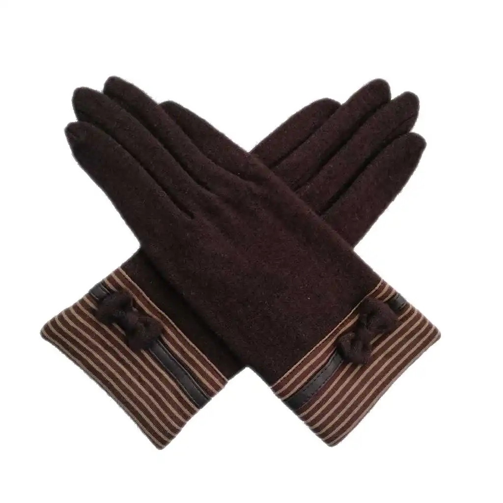 
Custom winter ladies custom fashion bow cute warm wool knitted hand gloves 