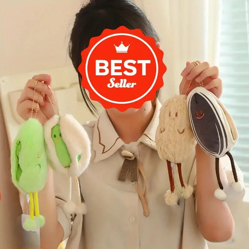 Cute Unisex Plush Nuts Toy Embroidered Stuffed Peanuts Pistachio Seeds Snow Pea Comforter for Children