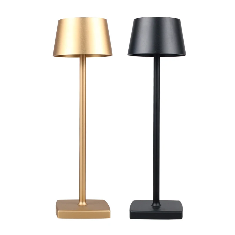 Cafe dining room decorative gold desk lamp adjustable battery operated cordless rechargeable led table lamps with shade
