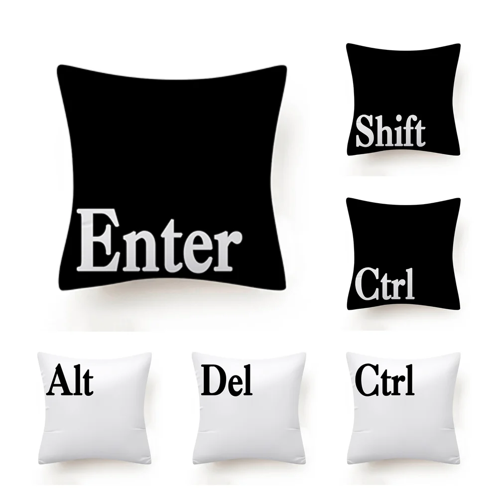 New Design Keyboard Alt Sofa Bed Pillow Case, Home Decor 45*45 Black Decoration Cushions Covers With Zip/