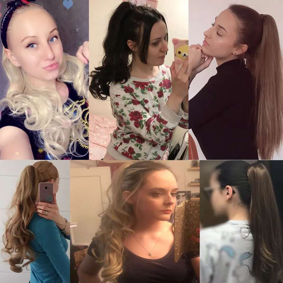 
S-noilite 26 Colors Synthetic Hair Claw Clip in Ponytail High Temperature Fiber Pony Tail Extension Hairpiece for Women 