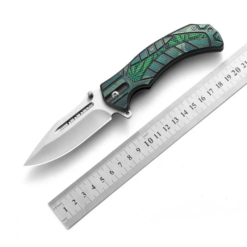 PN-5924 Outdoor Jungle Survival Self-defense 3D Printed ABS plastic Handle Camo Pocket Knife