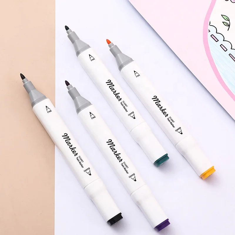 24Colors Wholesale Non-Toxic Alcohol Marker Dual Nib Color Marker Pen