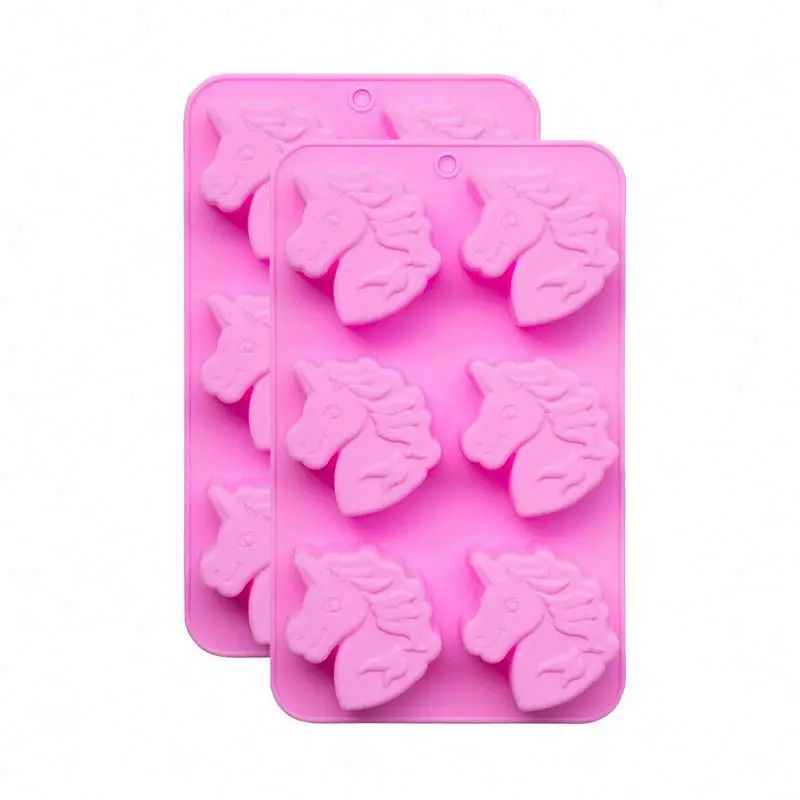 6 Cavities Unicorn Head Mold Silicone Unicorn Soap Bath Bomb Lotion Bar Mold Unicorn Muffin Cake Baking Pan Pudding Brownie