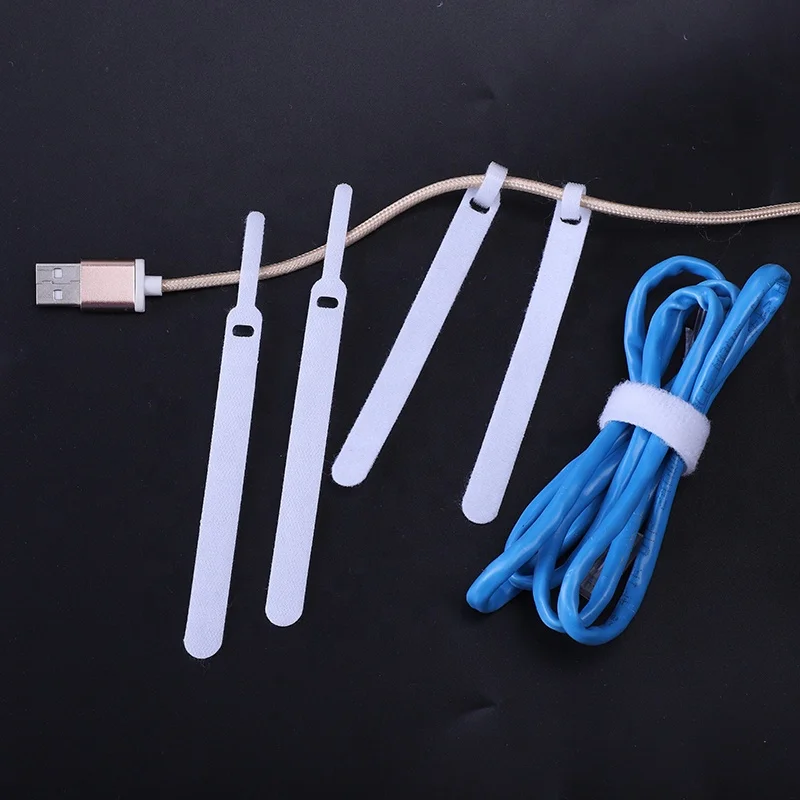 Reusable Fastening wraps tape Cable Ties double side adjustable back to back self sticking hook and loop strap