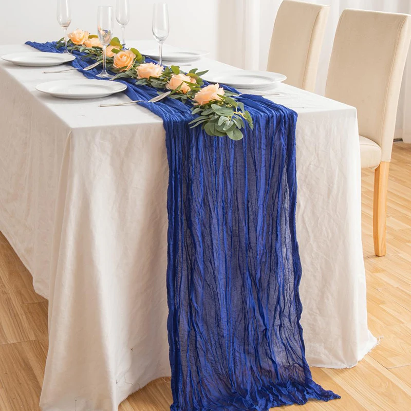 Colors 71inch long Cheese Cloth Boho Gauze Table Runner for Wedding Birthday Holiday Party Rustic Sheer Table Decorations