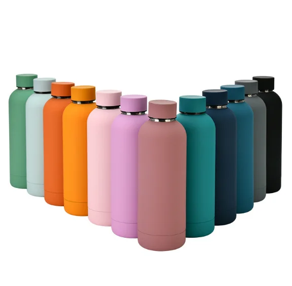 Milk water bottles Rubber paint 304 stainless steel coke bottle vacuum flask outdoor travel straight small mouth sports bottle