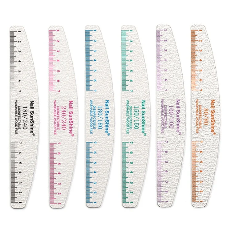 Nailsunshine Cross-Border Half-Moon Nail File Dual Side Gray and White Emery Sandpaper for Manicure and Nail Surface Polishing