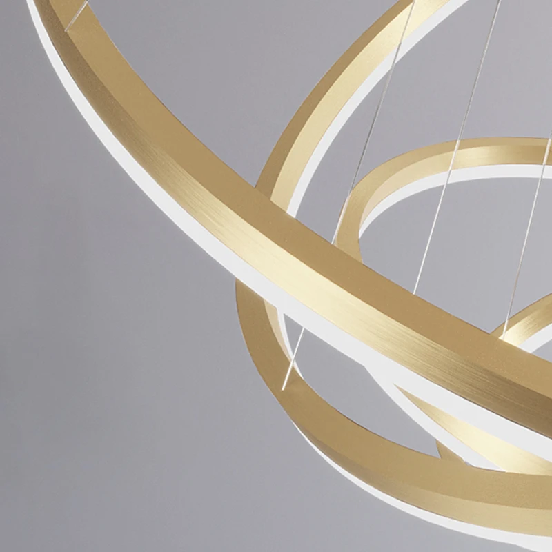 Wholesale Modern Design Wireless Lights Living Room Dimming Aluminum Acrylic Led Gold Circle Ring Pendant Light