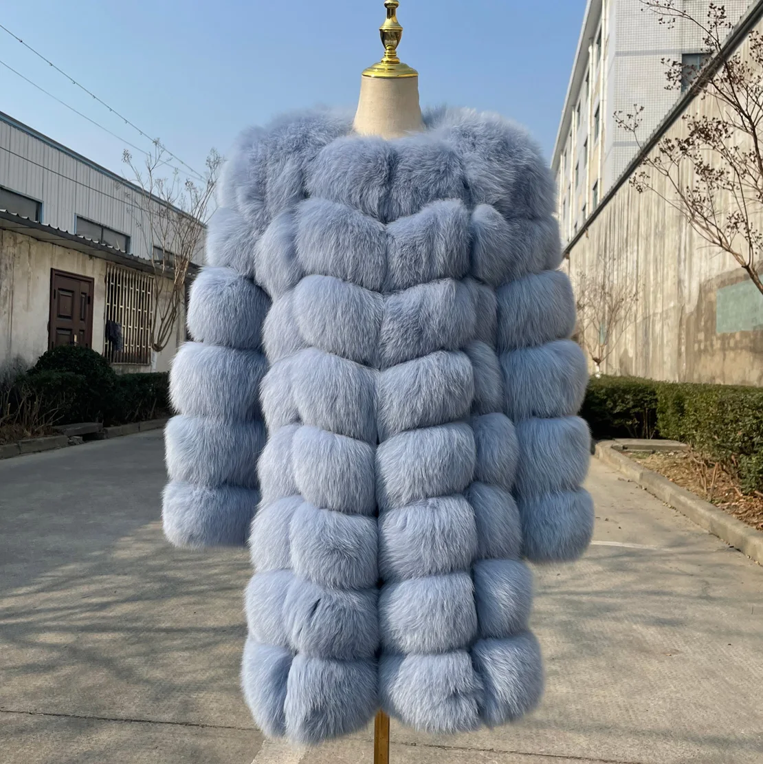 QIUCHEN- QC1885 NEW arrival high quality real fox fur coat jacket 90cm long women winter warm coat