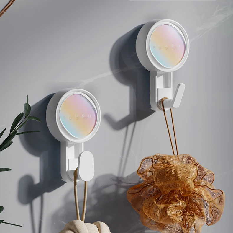 Flower Pattern ABS Material Bathroom Organizer with Vacuum Suction Hook for Clothing Household Use