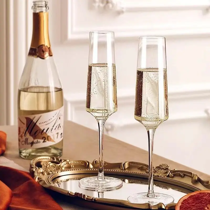 Mr. & Mrs. Champagne Flute Set His and Hers Wedding Day Toasting Glasses Tall Wine Glasses Bridal Shower Gift Idea