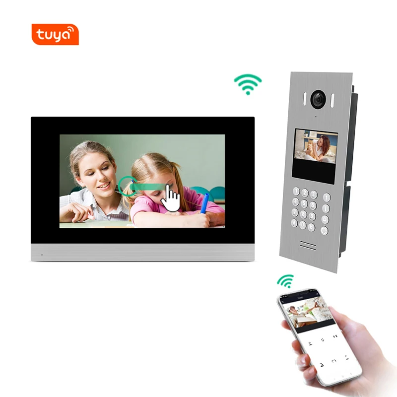 Tuya удаленное управление с помощью приложения ip Wi-Fi видео домофон с микросхемой чипом микропроцессорные карты для multi апартаменты работает с мобильным телефоном