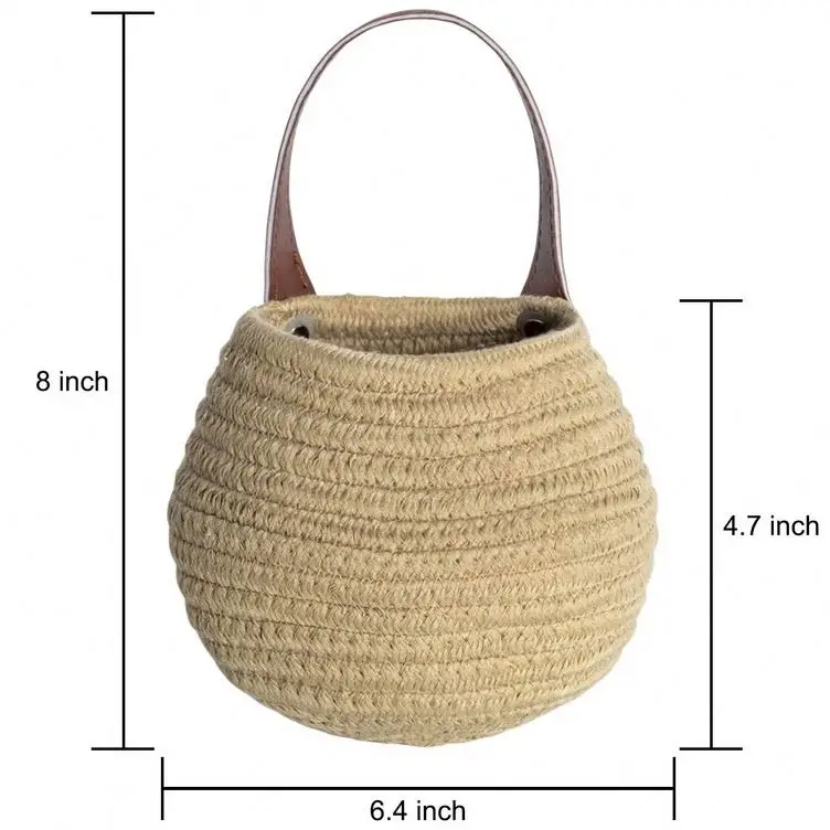 Hanging Flower Pots for Fence Bathroom Small Basket Bohemian Handwoven Wall Decor Straw Decoration Colourful Woven Hangings