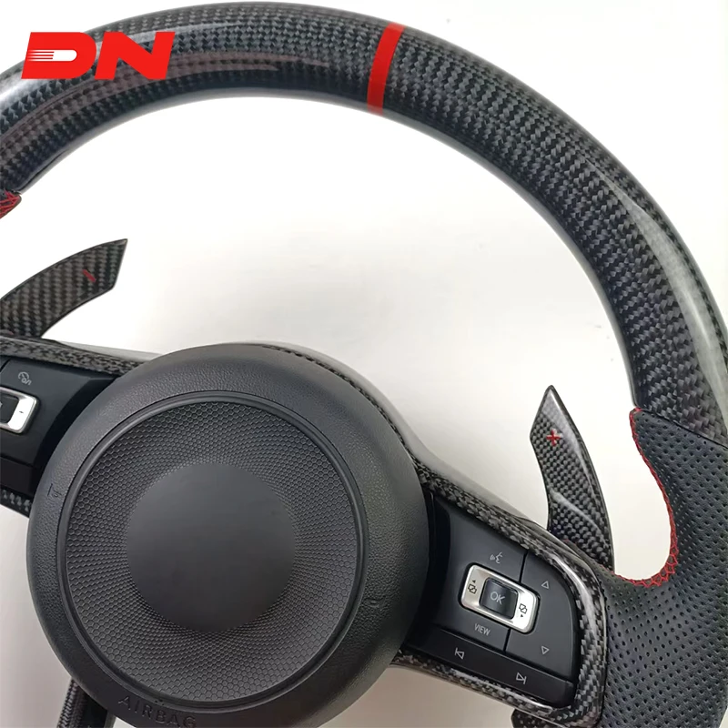 R-Line спортивный кожаный руль из углеродного волокна Volkswagen VW Golf 7 R MK7 MK8 Jetta Passat B8 Polo Tiguan GTI X5 X3 CC X4