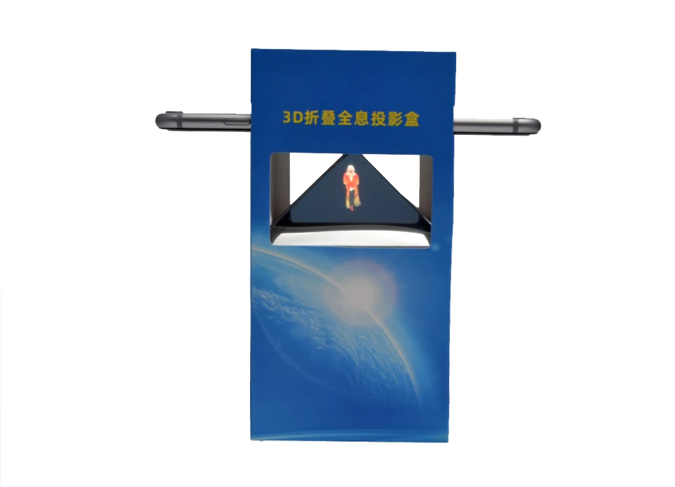 Custom logo 3D Holographic Display Pyramid Stands Projector  smartphone size 3d Hologram for Corporate  gift Product Display
