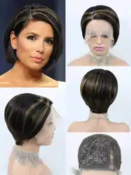 New Fashion 100% Natural Human Hair Lace Closure Perruque Pixie Cut Curls Short Bob Wigs